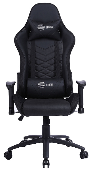 Кресло игровое Cactus CS-CHR-0099BL с RGB подсветкой черный эко.кожа с подголов. крестов. сталь