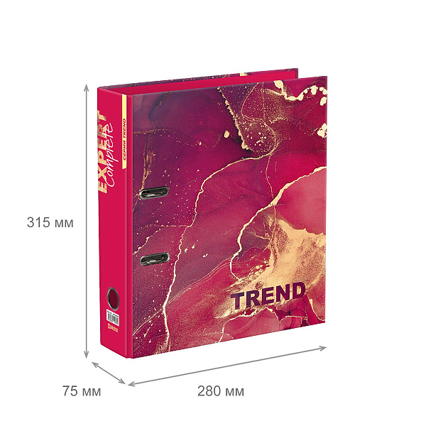 Папка-регистратор 75 мм ламинир. "Expert Complete" "Marbling" Trend A4 арочный механ. глянцевый розовый EC751704