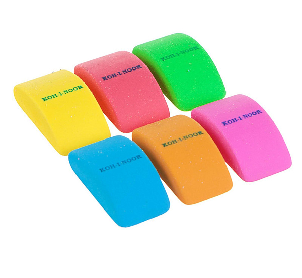 Ластик синтетика MOUSE 6225/24, 38х21х12мм, микс*6 цветов, мягкий