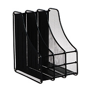 Лоток вертикальный для бумаг INDEX, 3 отделения, сетка, металл, 150*280*354, черный