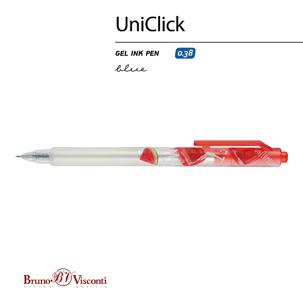Ручка гелевая 0,38 мм "UniClick. MY REFRESH " СИНЯЯ 