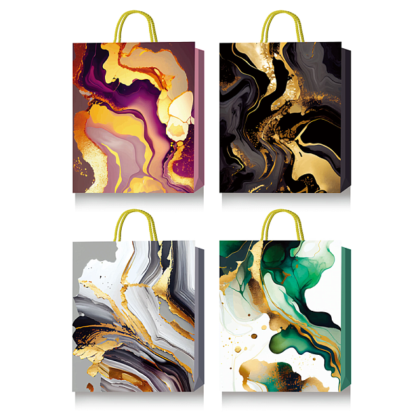 Пакет подарочный бум. "deVENTE. Marble" вертикальный, 18x23x8 см, тиснение фольгой, бумага 210 г/м², ассорти 4 дизайна