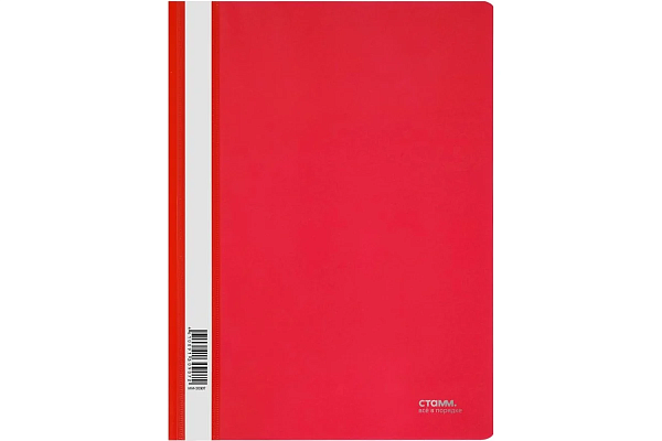 Скоросшиватель А4 с верх. прозр. листом, 140/180 мкм, красный, Стамм