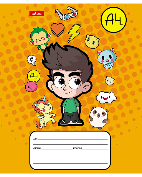 Тетрадь 12 листов в крупную клетку "Влад А4" 60-65г/кв.м на скобе Обл. мел.картон 5 диз.в блоке скругл.углы