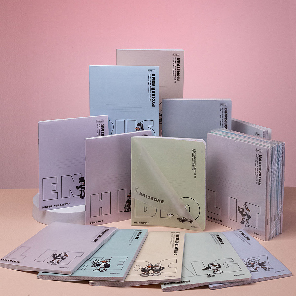 КОМПЛЕКТ Тетрадь предметная 48 листов 12 штук Пластиковая обложка 200мкм с печатью "Приключения чайки" А5ф С интерактивн.справочн.инф. 60-65г/кв.м на скобе титульный лист с цв. печатьюв пленке