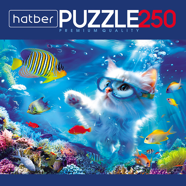ПАЗЛЫ 250 эл. А3 400х280мм  -Котик на релаксе-"Premium" 