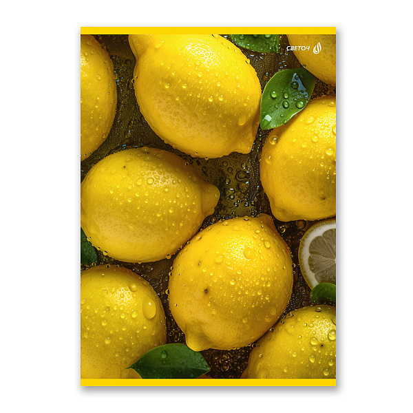 Тетрадь А4 96 л. кл. "Солнечная" выборочный лак, на скобе 65 г/кв.м , белизна 100 % 01356 "Светоч"