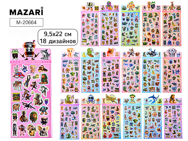 Наклейки декоративные "Итал.Мем", 9.5*22 см, ОПП-упаковка, МИКС 18 видов