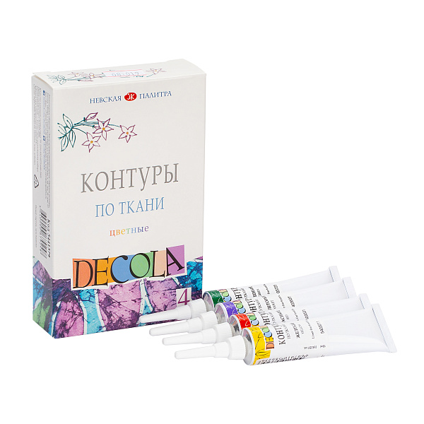 Набор контуров  4 цв 18 мл DECOLA по ткани цветные (желтый, красный, синий, зеленый)
