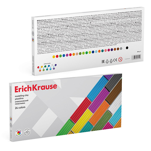 Пластилин 24 цв. ErichKrause классический, 384 г 