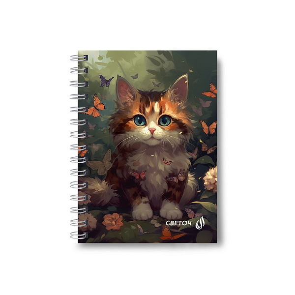 Записная книжка A6 120 л. кл. на гребне "Муркоша" 01183  "Светоч"