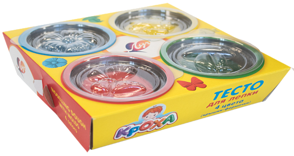 Набор теста для лепки 4 цвета (крышки-формочки)