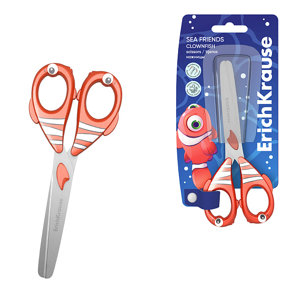 Ножницы 135 мм ErichKrause Sea Friends Clownfish (в блистере по 1 шт.)
