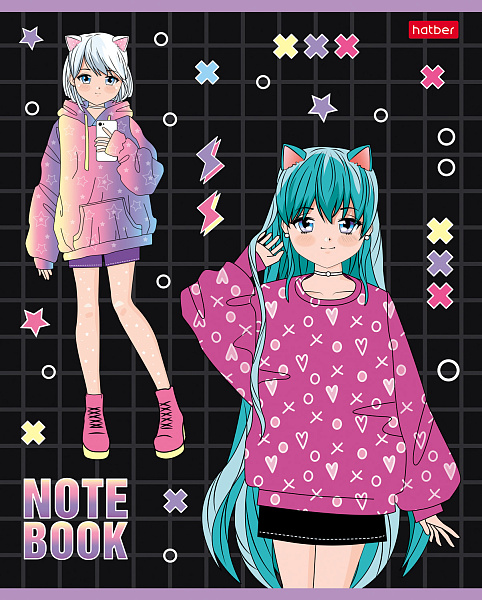 Тетрадь 48 л. кл. "Неко-Тян_аниме" на скобе, скругл.углы 