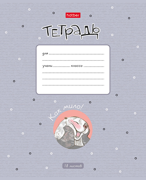 Тетрадь 18 листов в клетку "Калан Кеша" 65г/кв.м, скругленные углы, микс 5 видов