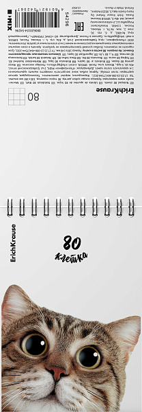 Блокнот А6 80 л. кл. на спирали ErichKrause Котики, MIX-PACK