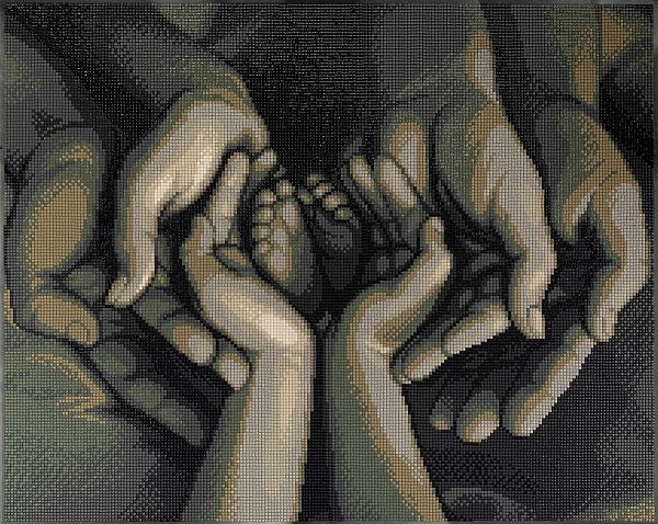 Алмазная мозаика 50*40 "ФРЕЯ" на подрамнике "Маленькие пяточки"