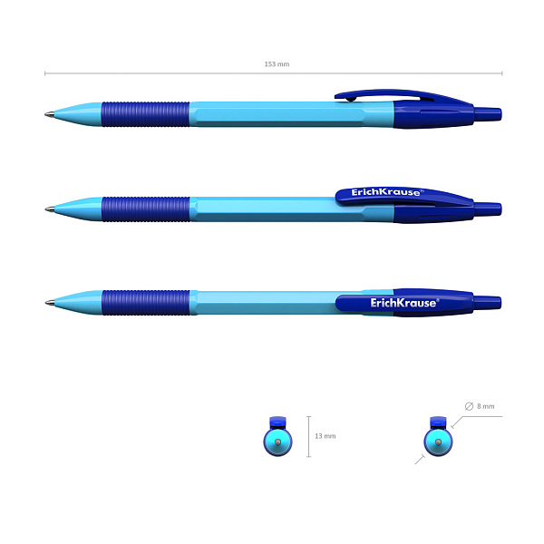 Ручка шариковая автоматическая ErichKrause® R-301 Neon Matic&Grip 0.7, цвет чернил синий (в коробке по 50 шт.)