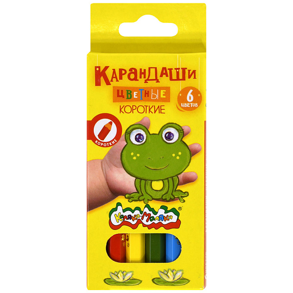 Карандаши 6 цв. "Каляка-Маляка" укороченные, деревян., шестигран., карт.уп.