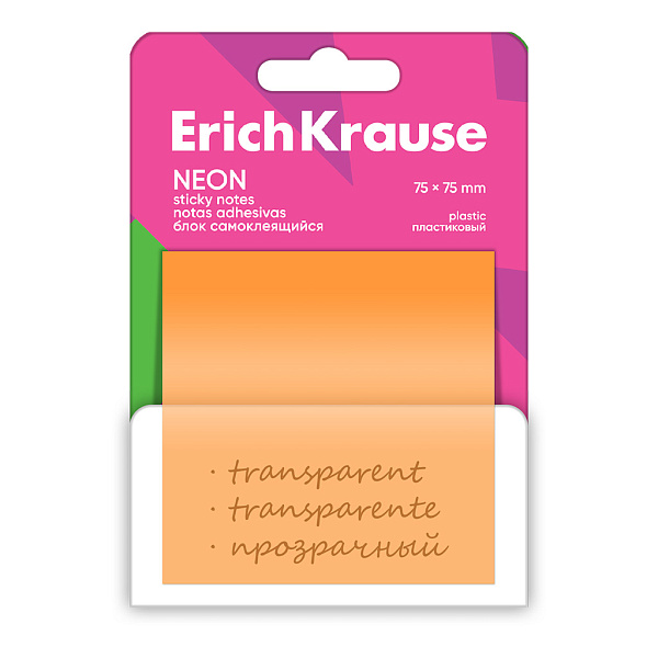 Бумага на л/п 75*75 50 л. ErichKrause Neon, пластиковый , ассорти