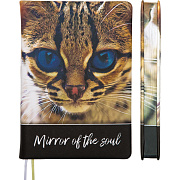 Ежедневник недат А5 160 л. "deVENTE. Wild Cat" коричневый с дизайном, с цветным срезом, тв.обложка из искусственной кожи с поролоном, цветная печать, отсрочка, перфорация, закругленные уголки, 2 ляссе, в термоусадочной пленке