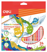 Карандаши 24 цв. акварельные Deli Color Emotion липа коробка/европод.