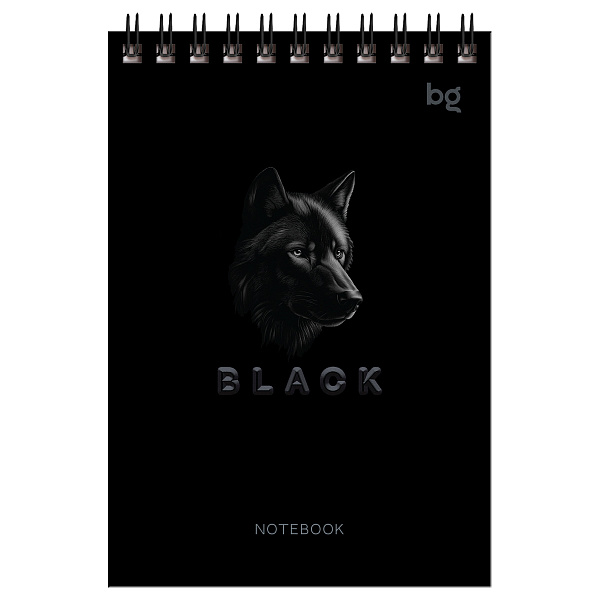 Блокнот А6, 60 листов на гребне, BG "Just black", мягкая обложка мелованный картон, 60 г/кв.м