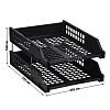 Лоток для бумаг горизонтальный СТАММ "Strong", набор 2шт, на металлических стержнях, чёрный