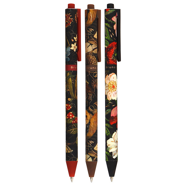 Ручка шариковая 0,5 мм "ArtClick. Flora.Black night. СИНЯЯ, 3 вида