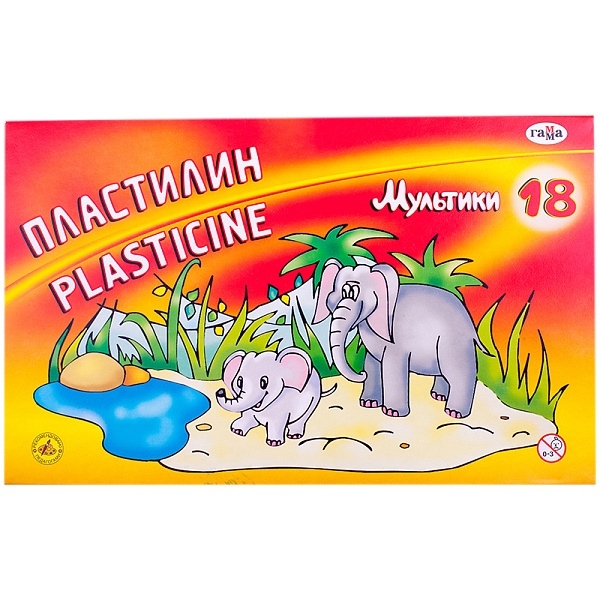 Пластилин 18 цветов 360 г, Гамма "Мультики", со стеком, картонная упаковка