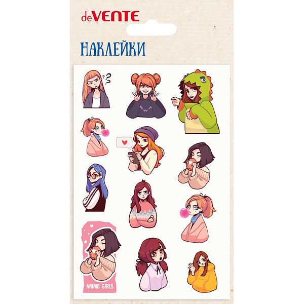 Наклейки мягкие "deVENTE. Sentiment girl" размер карточки 10x15 см, puff, объемные, многоразовые, в пластиковом пакете с блистерным подвесом