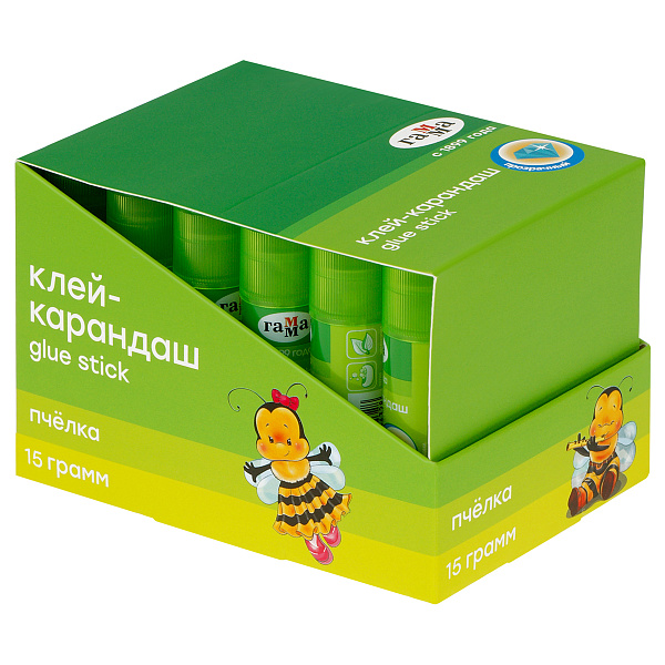 Клей-карандаш ПВП 15г Гамма "Пчелка", прозрачный