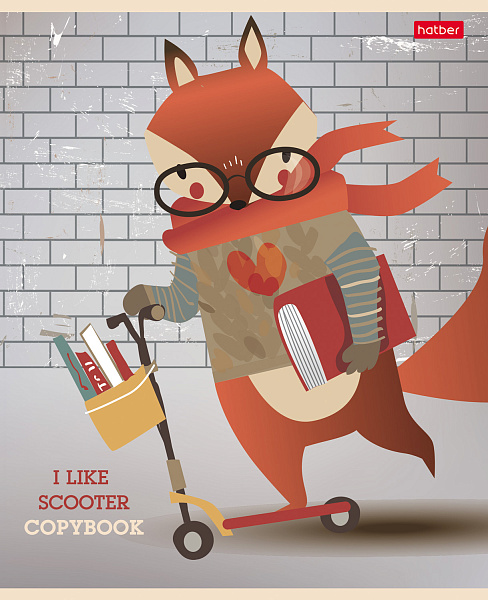 Тетрадь 48 л. кл. "I LIKE_sсooter" мат.ламин. 5 диз.в блоке скругл.углы 