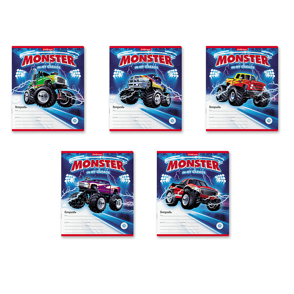 Тетрадь 18 листов в клетку "Monster Car" ErichKrause (в плёнке по 10 шт.)