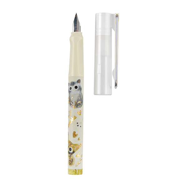 Ручка перьевая "LOVE ME" В ПЛАСТИКОВОМ ПЕНАЛЕ , СО СМЕННЫМИ  КАРТРИДЖАМИ (4 ШТ), EF, СИНЯЯ (4 ВИДА)