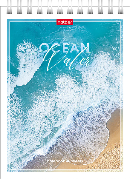 Блокнот А6 40 л. кл. на гребне "Аквалайф" Обл. мел.картон УФ-лак 