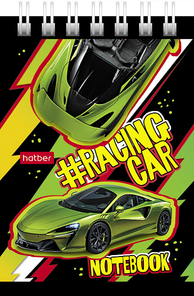 Блокнот А7 40 л. без линовки на гребне "Автомобили"  тонир. блок