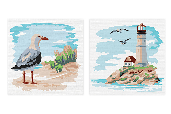 Картина по номерам (на магните) 9 х 9 см "На морском берегу" "ФРЕЯ"