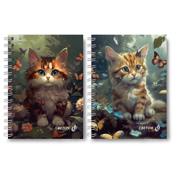 Записная книжка A6 120 л. кл. на гребне "Муркоша" 01183  "Светоч"