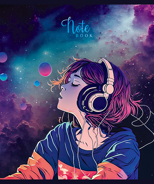 Тетрадь 48 л. кл. "Слушаю космос" Премиум Фольга+4+0+СофтТач (микс)