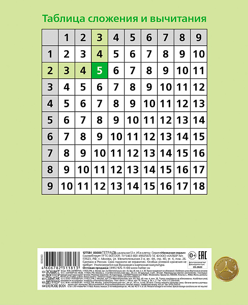 Тетрадь 12 листов в крупную клетку "Пастель" - Салатовая 60-65г/кв.м на скобе Обл. мел.картон скругл.углы