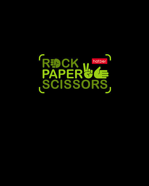 Тетрадь 48 листов в клетку "Камень, ножницы, бумага" 60-65г/кв.м на скобе Обл. мел.картон выб лак 5 диз.в блоке скругл.углы