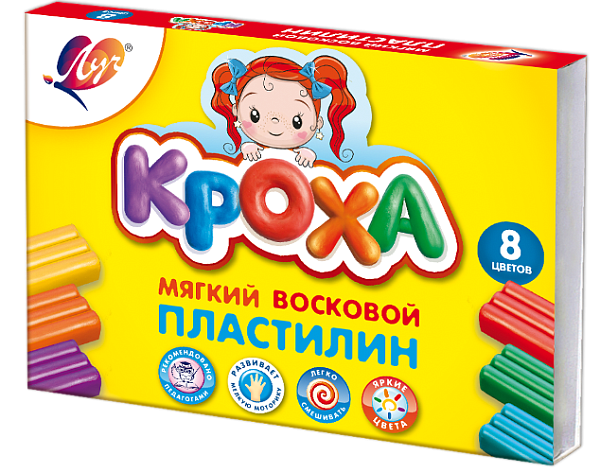 Пластилин 8 цв. Луч мягкий "Кроха" 