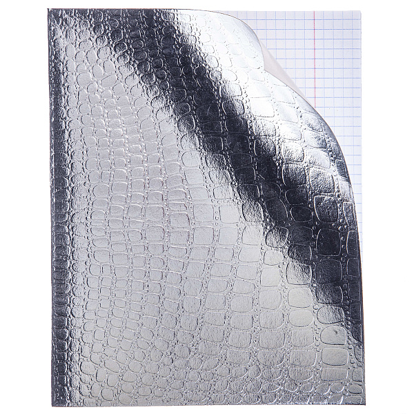 Тетрадь 48 листов в клетку Обл. Бумвинил тиснение КРОКО  МЕТАЛЛИК серия  Серебро 60-65г/кв.м на скобе 