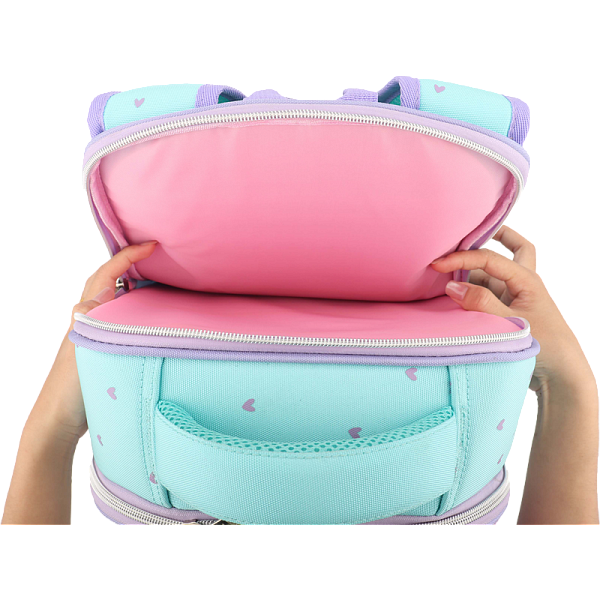 Рюкзак "deVENTE. Junior. Little Rabbit" школьный жесткий 35x27x13 см (14 л) вес 800 г, плотный износостойкий полиэстер с водоотталкивающей пропиткой, 2 просторных отделения на молнии (одно отделение с разделителями для учебников и органайзером, друго