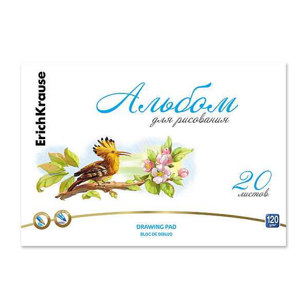 Альбом д/рис. 20 л. на клею ErichKrause Birds, А4