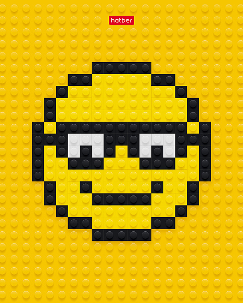 Тетрадь 48 листов в клетку "Лего-SMILE!" 60-65г/кв.м на скобе Обл. мел.картон 5 диз.в блоке скругл.углы