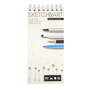 SKETCHBOOK 105х220 мм 80 л. 170 гр. на гребне, ДЛЯ СКЕТЧ-МАРКЕРОВ SKETCH&ART BV