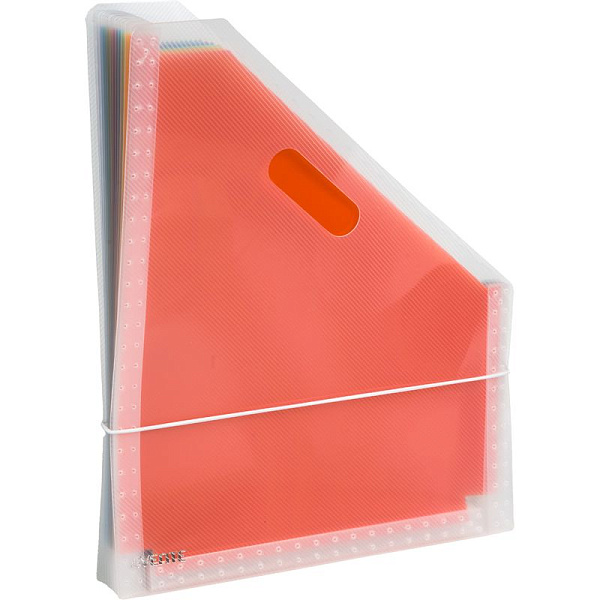 Лоток вертикальный 13-ю отд. "deVENTE. Stripe" A4 (32,5x25,8x3 см) 700 мкм, с резинкой, фактура гладкая матовая, отделения 180 мкм, индивидуальная маркировка, прозрачный с цветными разделителями