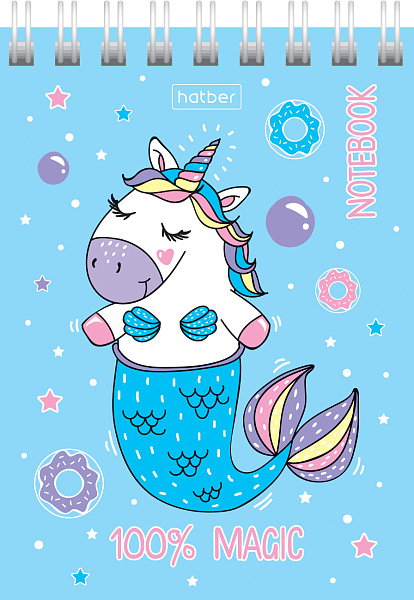 Блокнот А7 60 л. кл. на гребне "Это волшебство" Обл. мел.картон 